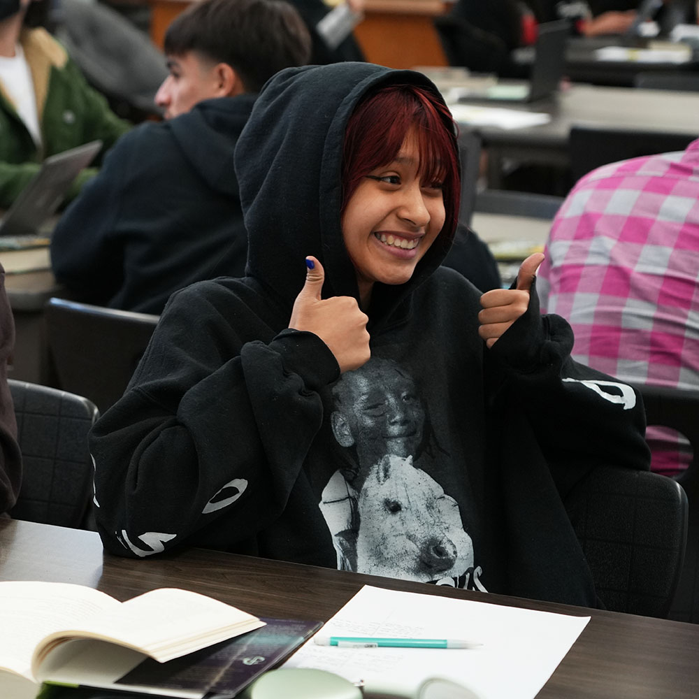 A smiling student.